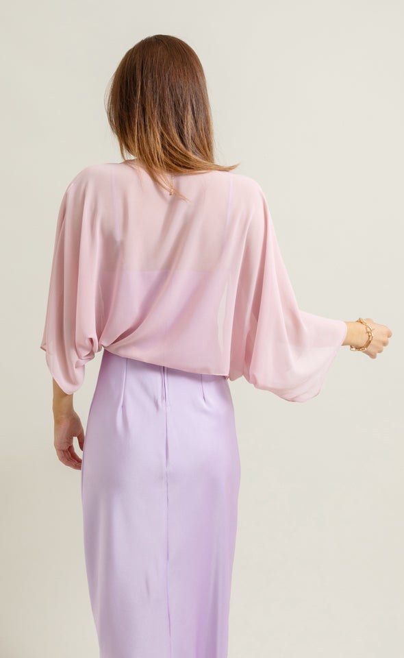 Fluted Sleeve Bolero Blush