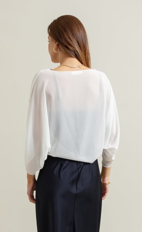 Fluted Sleeve Bolero White