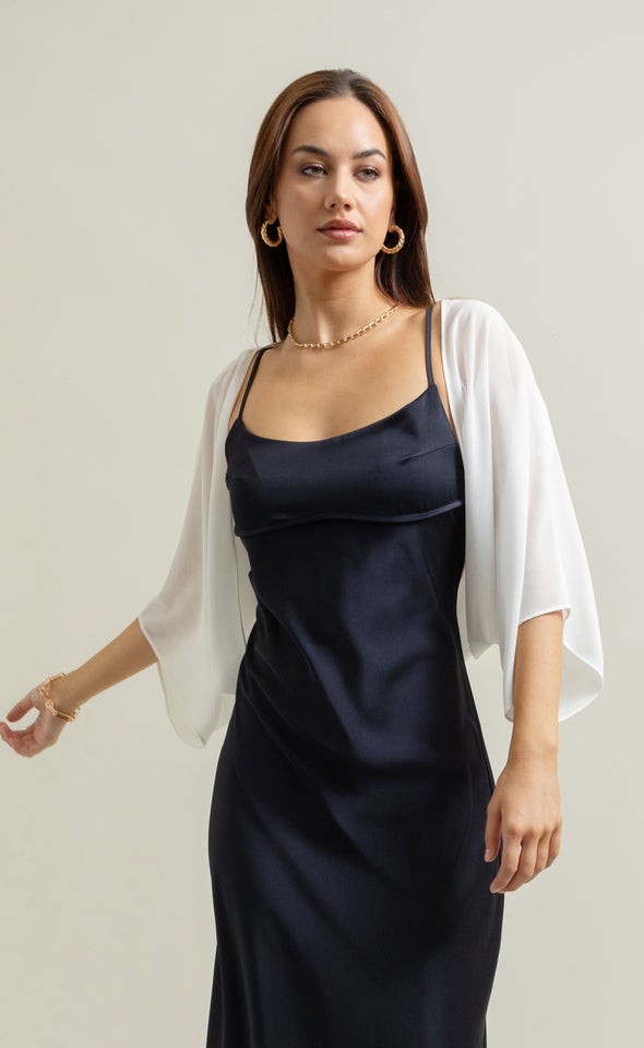 Fluted Sleeve Bolero White