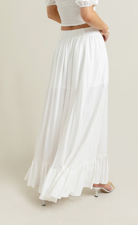 Frilled Hem Maxi White