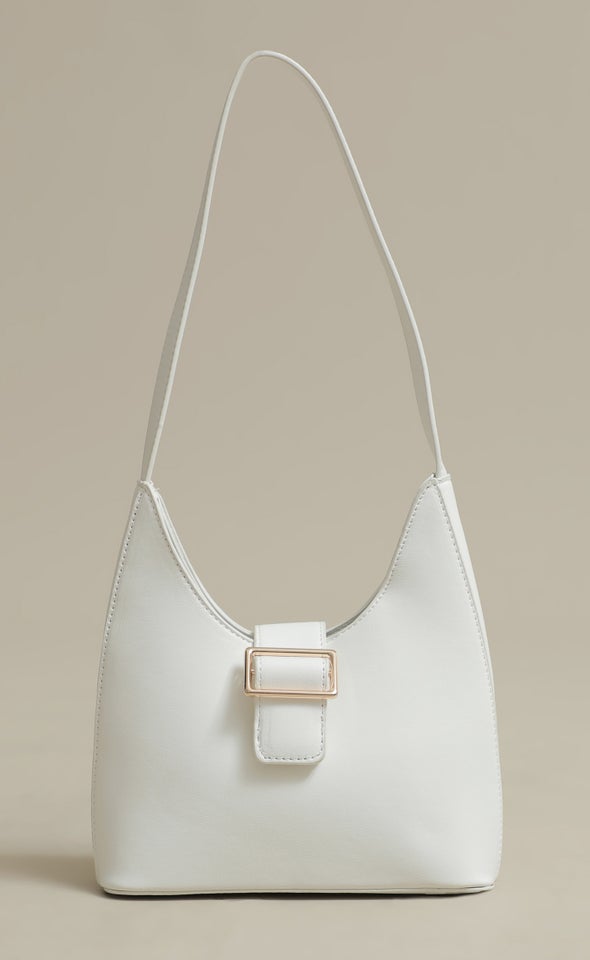 Front Buckle Tote White