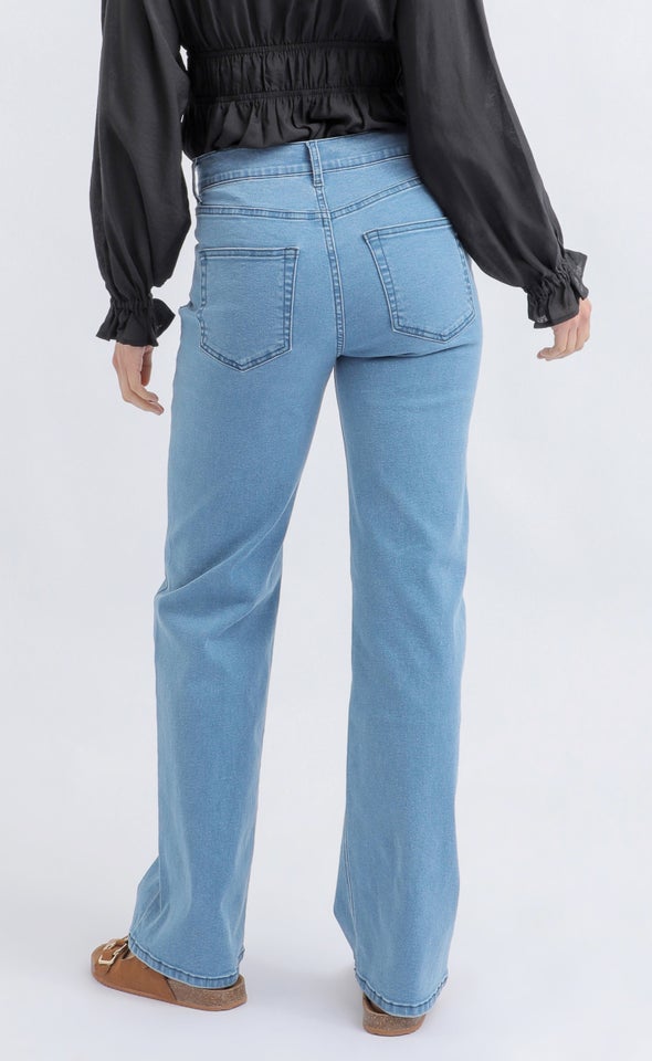 Front Crease Straight Leg Jean Blue