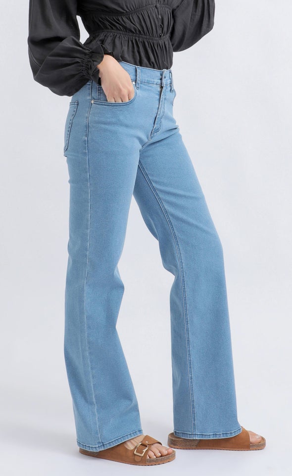 Front Crease Straight Leg Jean Blue