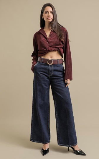 Front Crease Wide Leg Jeans
