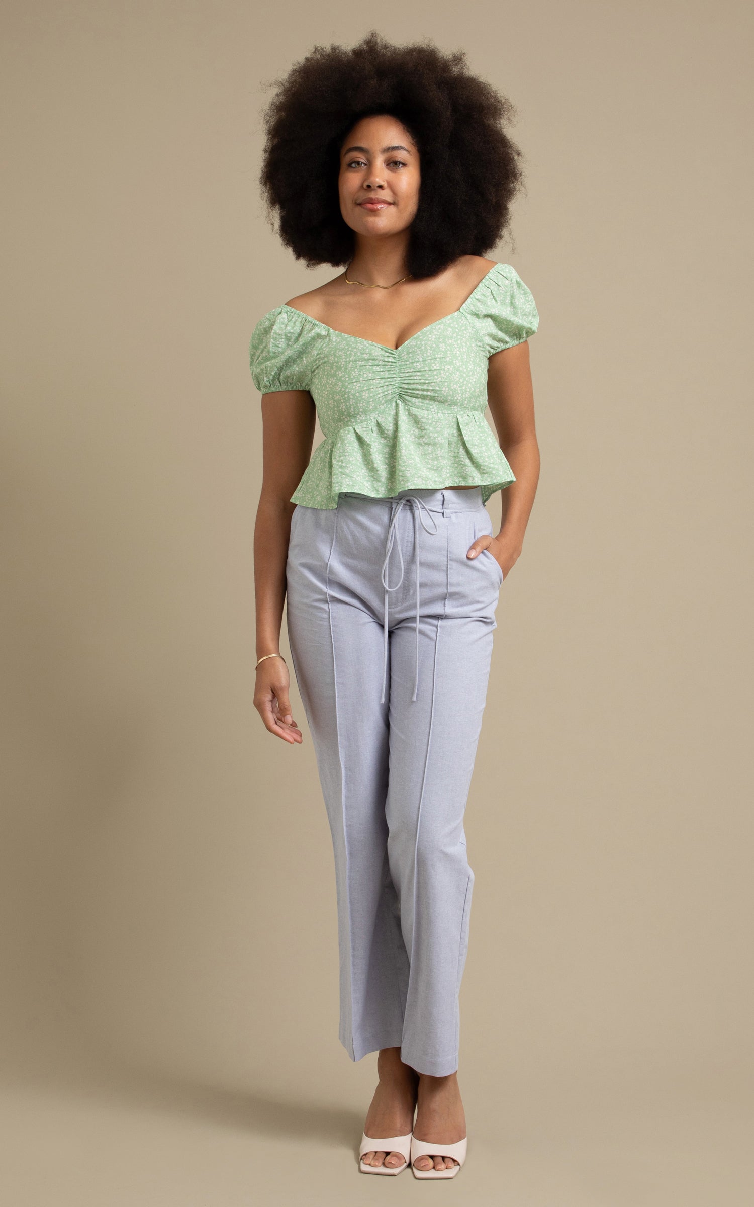 【2plan】Fluffy pintuck wide slacks TWEE Kenneth Crease Pintuck Wide Leg Slacks | KOODING