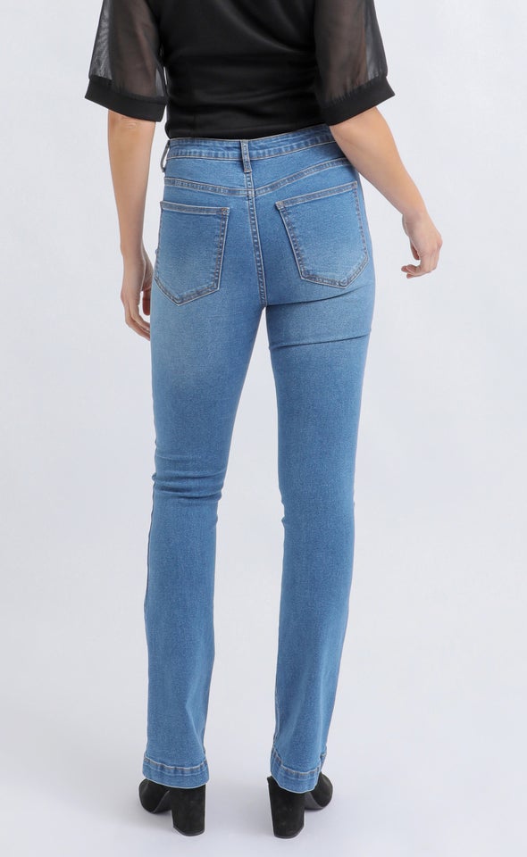 Front Pocket Flare Jeans Blue