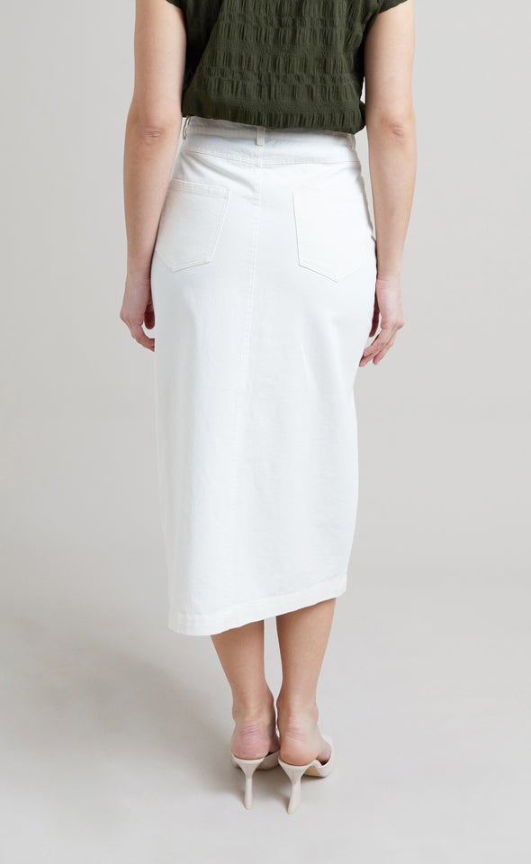 Front Split Midi Skirt Winter White