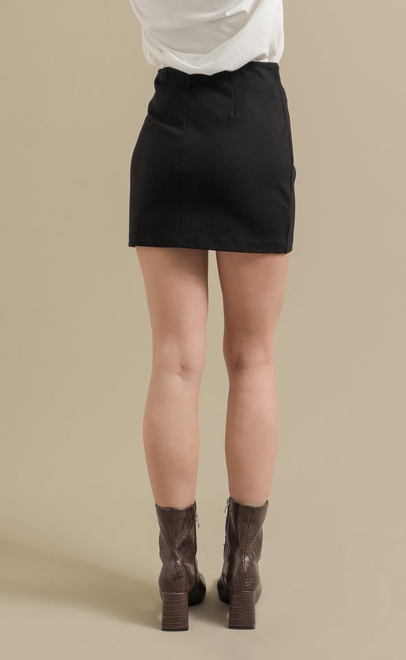 Front Split Ponte Mini Black