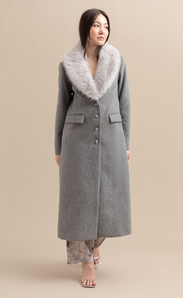 Fur Trim Long Coat