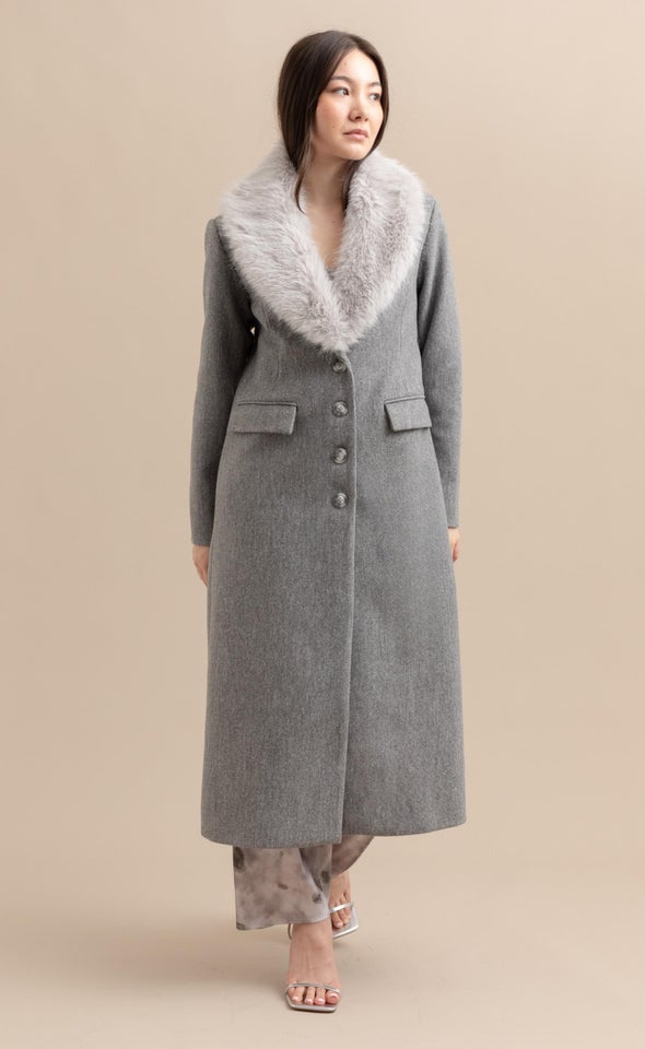 Fur Trim Long Coat