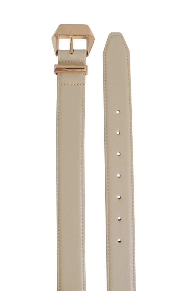 Geo Buckle Jean Belt Gold/beige