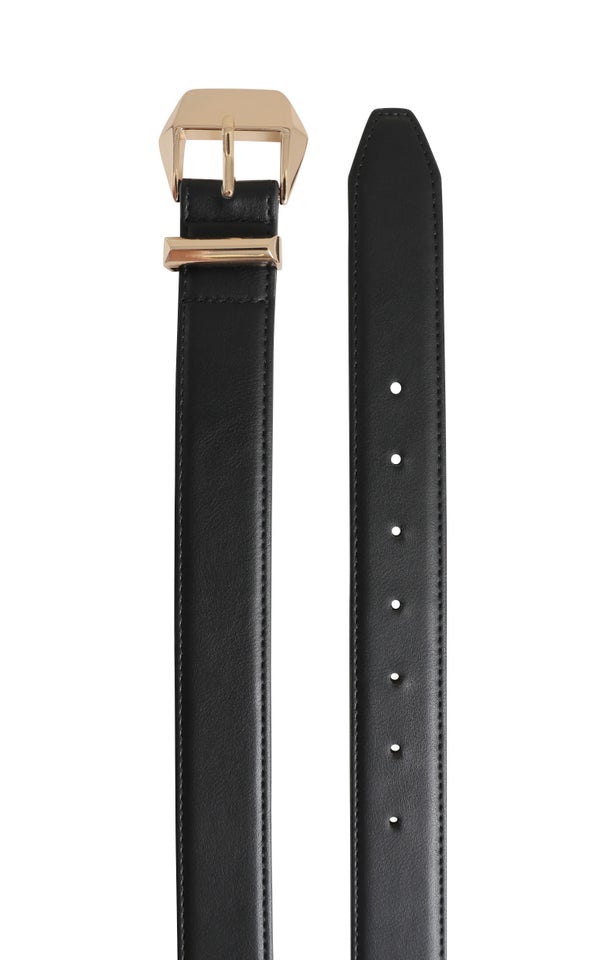Geo Buckle Jean Belt Gold/black