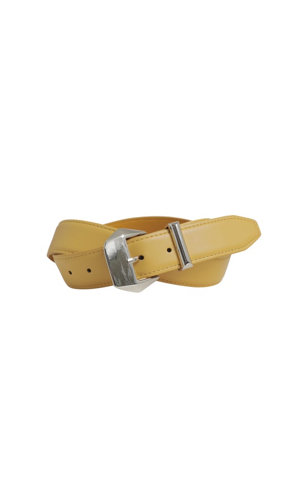 Geo Buckle Jean Belt Silver/ochre