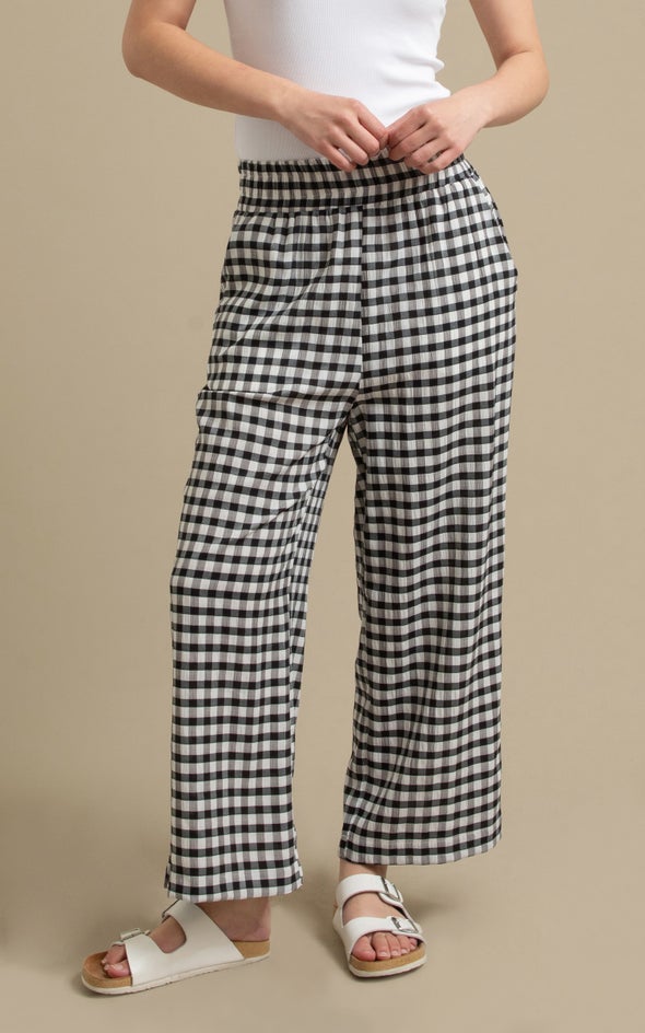 Clothing Checkered Cropped Trousers Gingham Cropped Wide Leg Pants Pagani