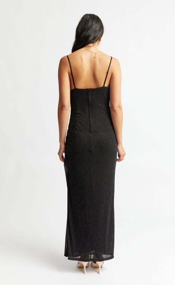 sparkle knit cowl neck gown