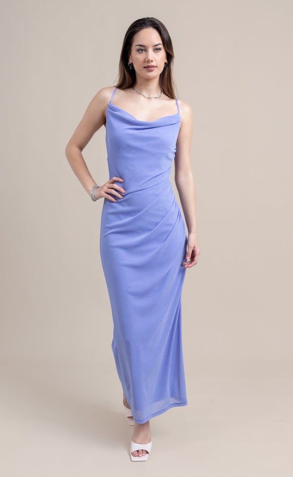 Glitter Knit Cowl Neck Gown Pagani