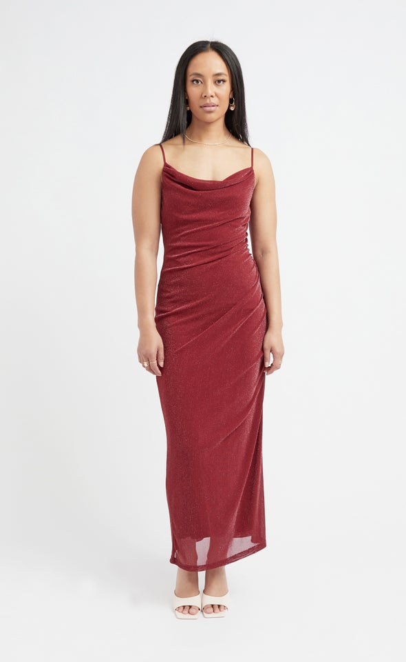 Glitter Knit Cowl Neck Gown Pagani