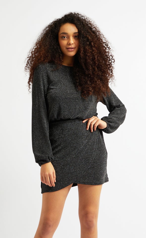 Glitter Knit LS Wrap Dress Pagani