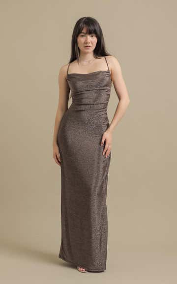 Shop our Glitter Knit Open Back Gown in Rose gold | Pagani Shop our Glitter Knit Open Back Gown in Rose gold | Pagani