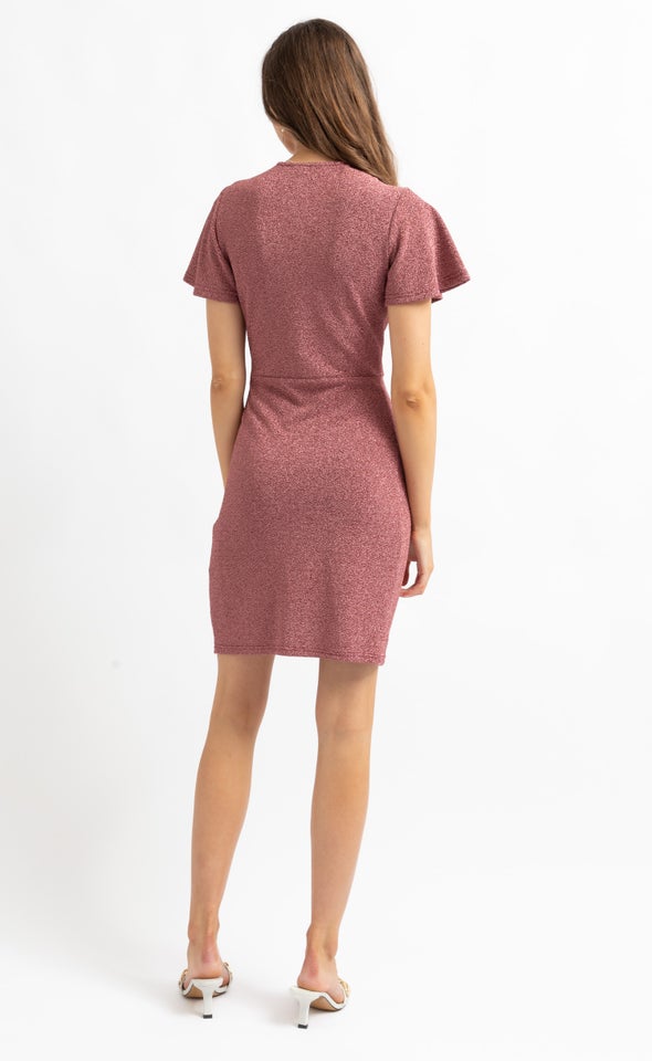 Glitter Knit Twist Wrap Dress Pagani