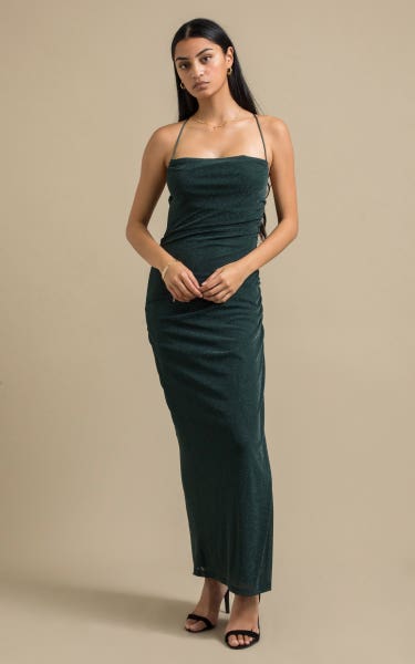 Shop our Glitter Knit Off The Shoulder Gown in Rose gold | Pagani