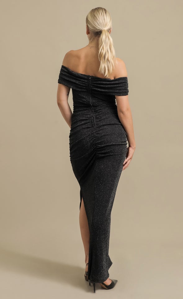 Glitter Mesh Gown Black/silver