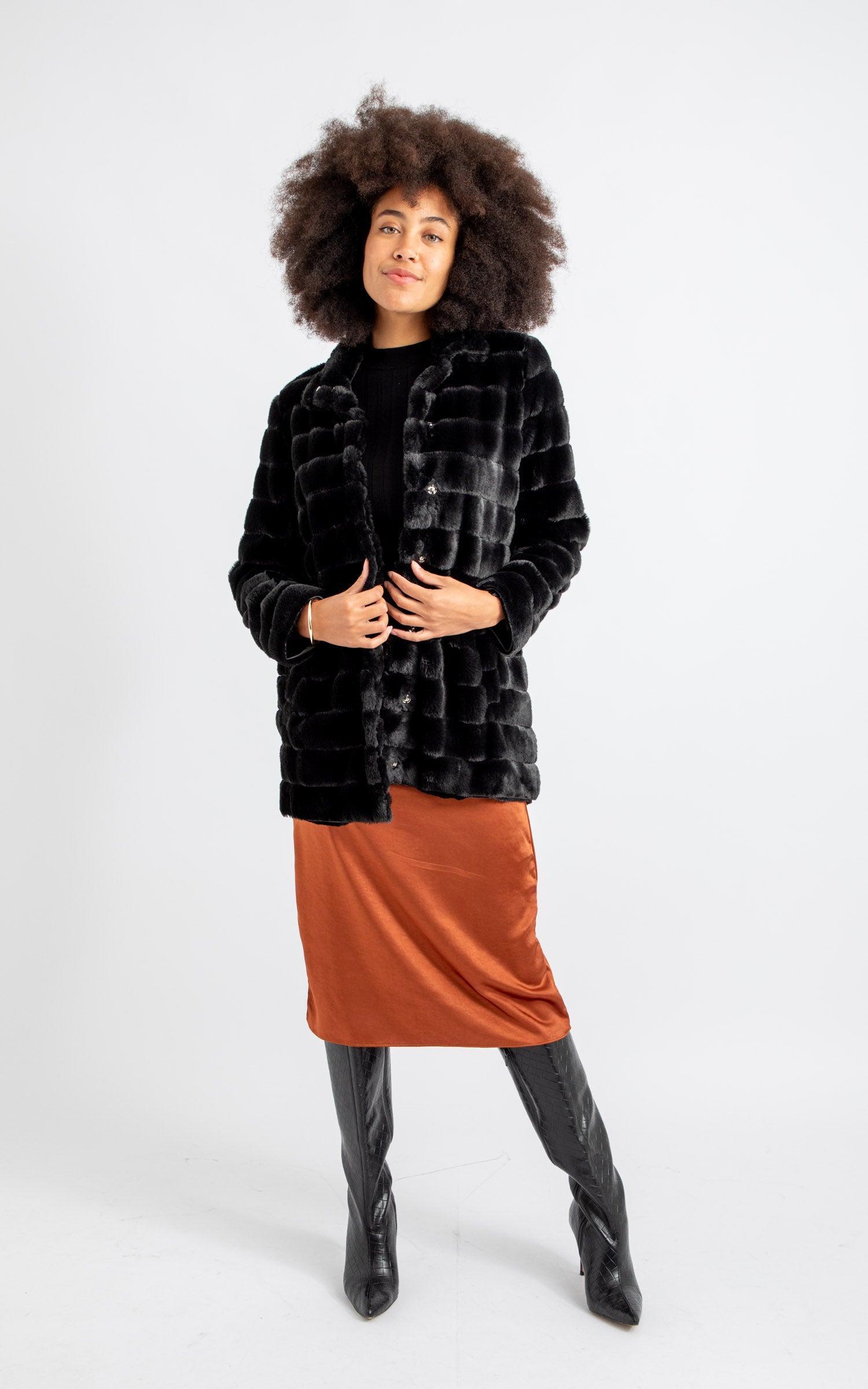 High Collar Faux Fur Coat | Pagani