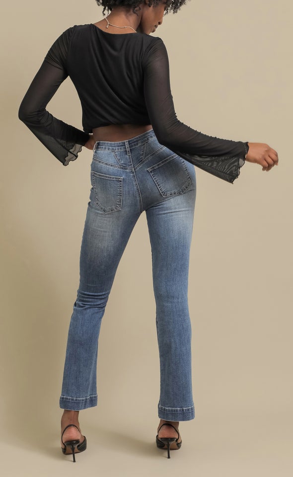 High Rise Sculpt Flare Jean Blue