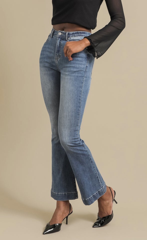 High Rise Sculpt Flare Jean Blue