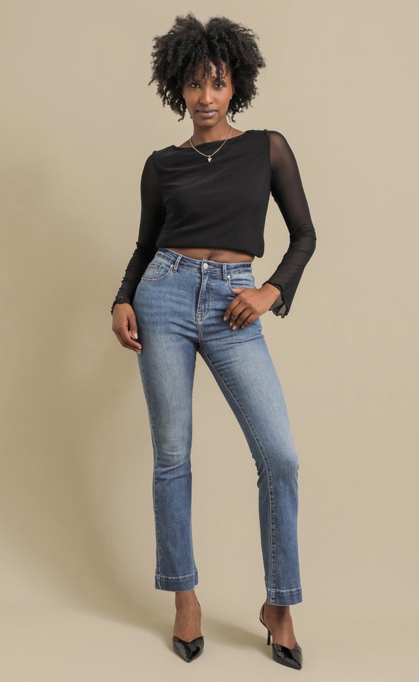 High Rise Sculpt Flare Jean Blue