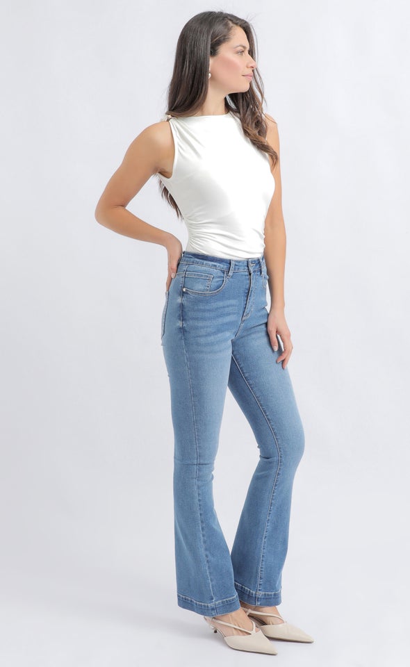 High Rise Sculpt Flare Jean Blue