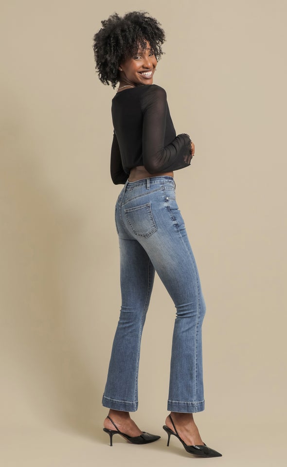High Rise Sculpt Flare Jean Blue