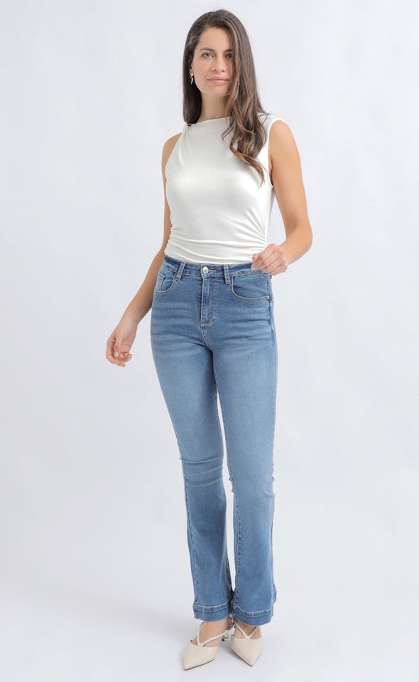 High Rise Sculpt Flare Jean Blue