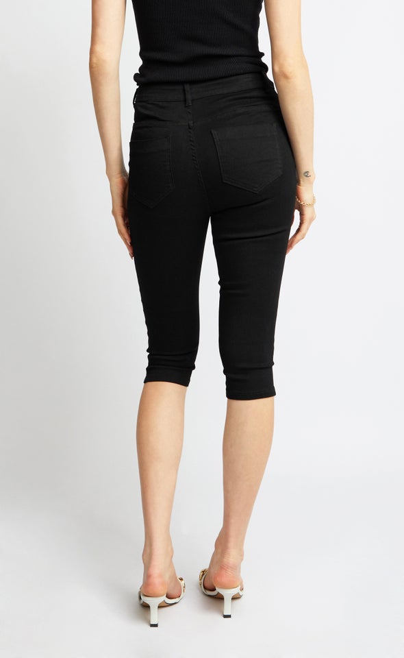 High Rise Skinny Capris Black