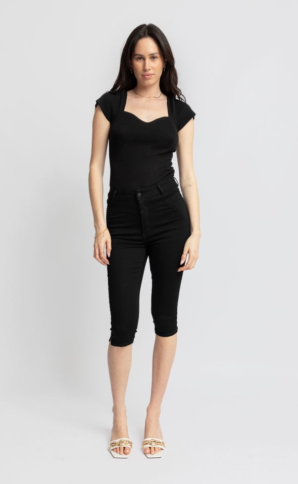 High Rise Skinny Capris Black