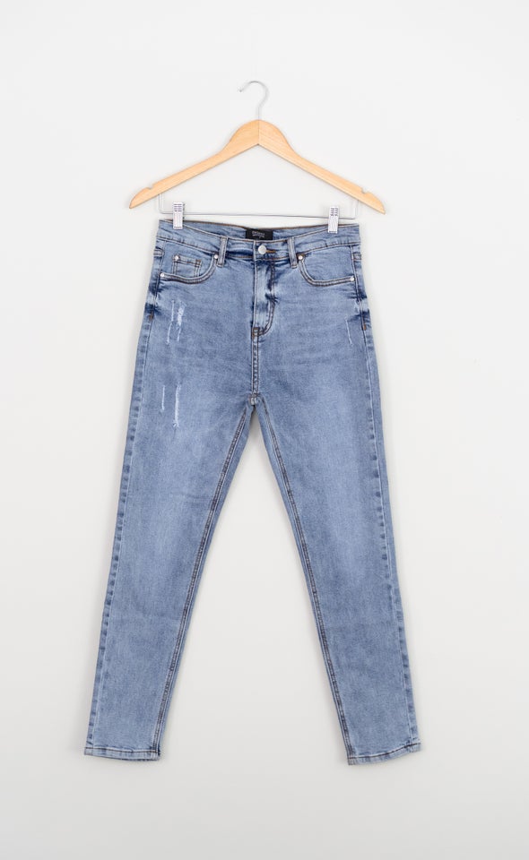 High Waist Straight Jeans Light Blue
