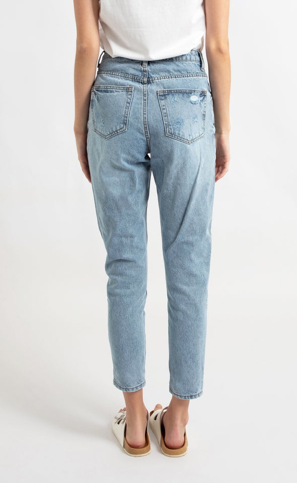 High Waist Tapered Fit Jean Blue