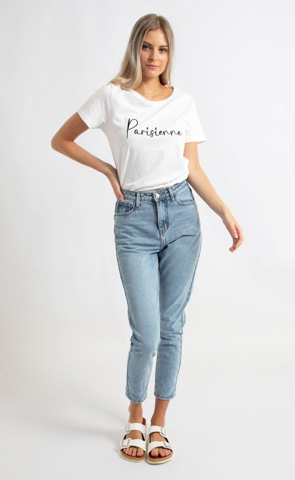High Waist Tapered Fit Jean Blue
