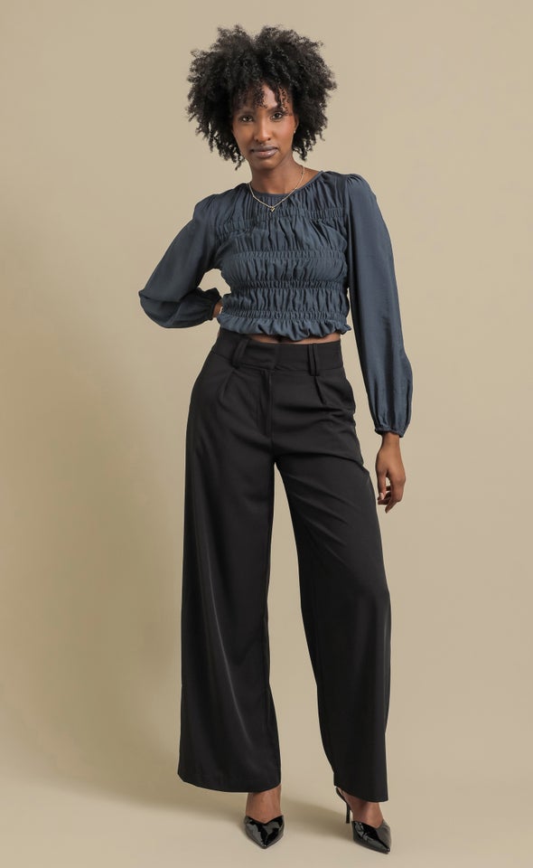 High Waist Wide Leg Pants Black