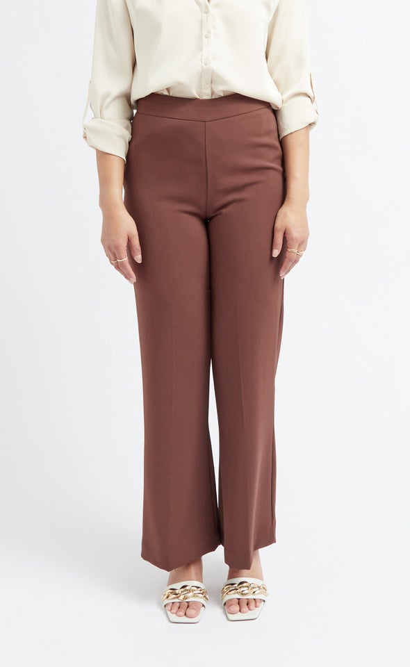 High Waist Wide Leg Pants Chocolate