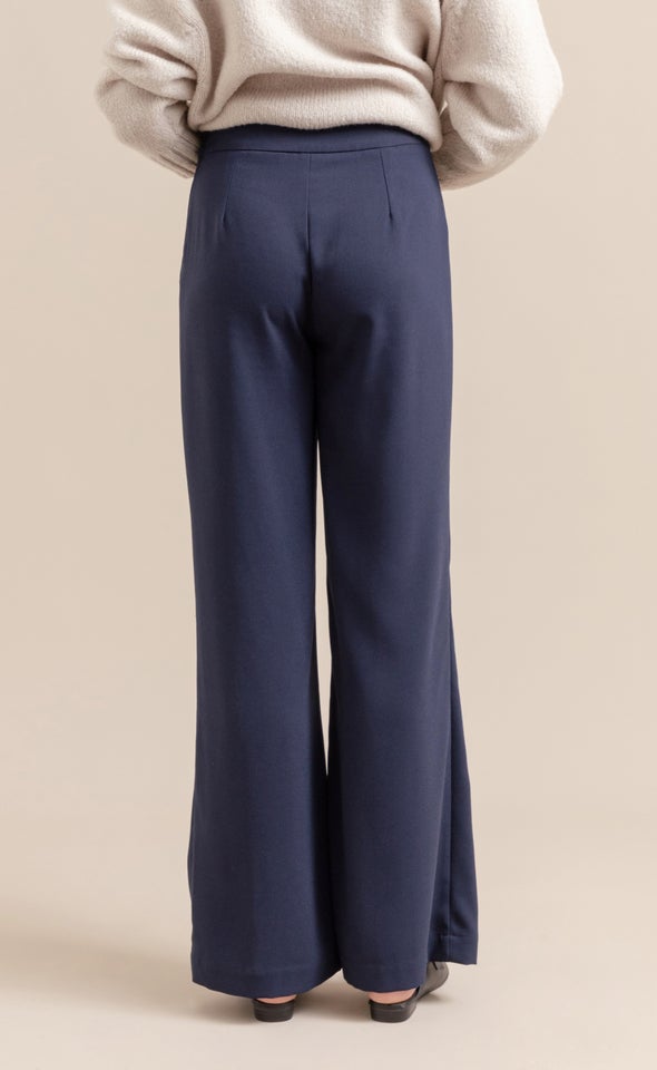 High Waist Wide Leg Pants Navy