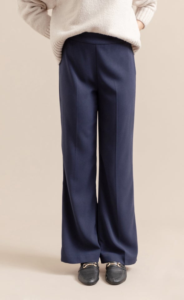 High Waist Wide Leg Pants Navy