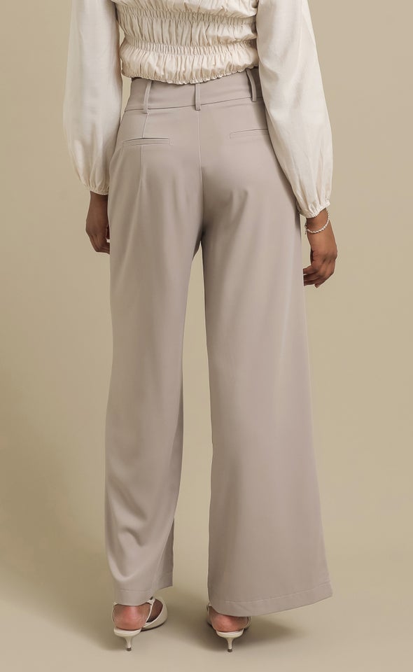 High Waist Wide Leg Pants Taupe