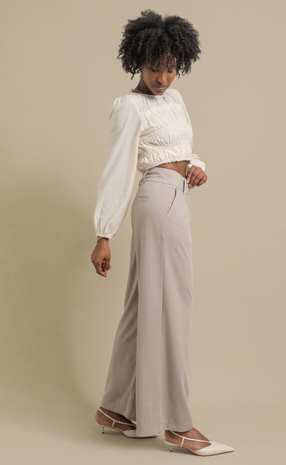 High Waist Wide Leg Pants Taupe