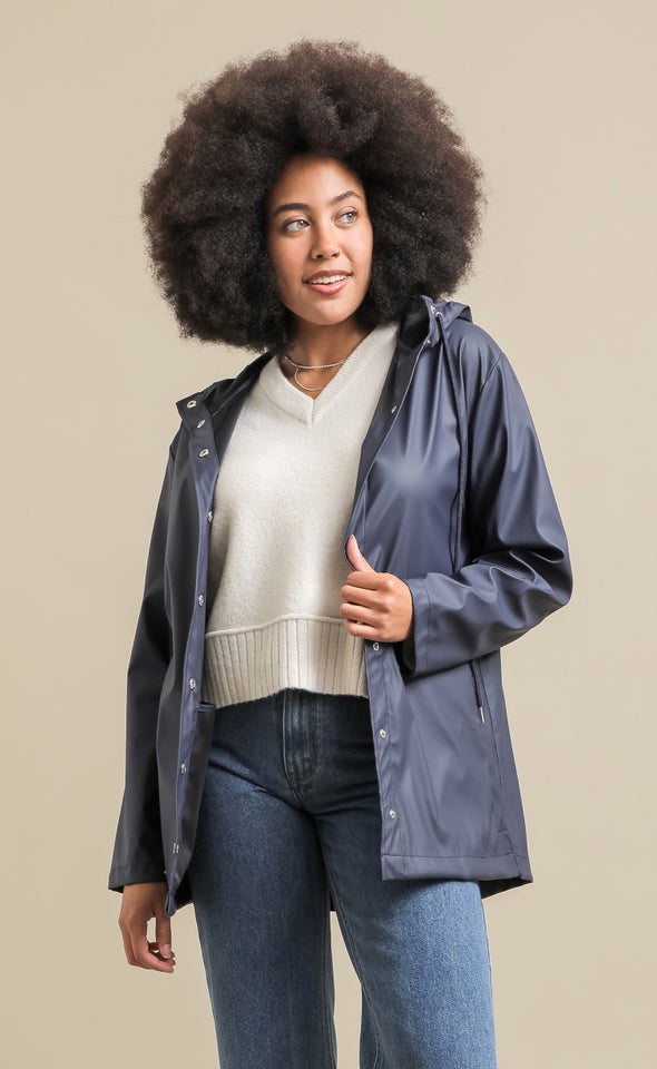 Hooded Raincoat Charcoal