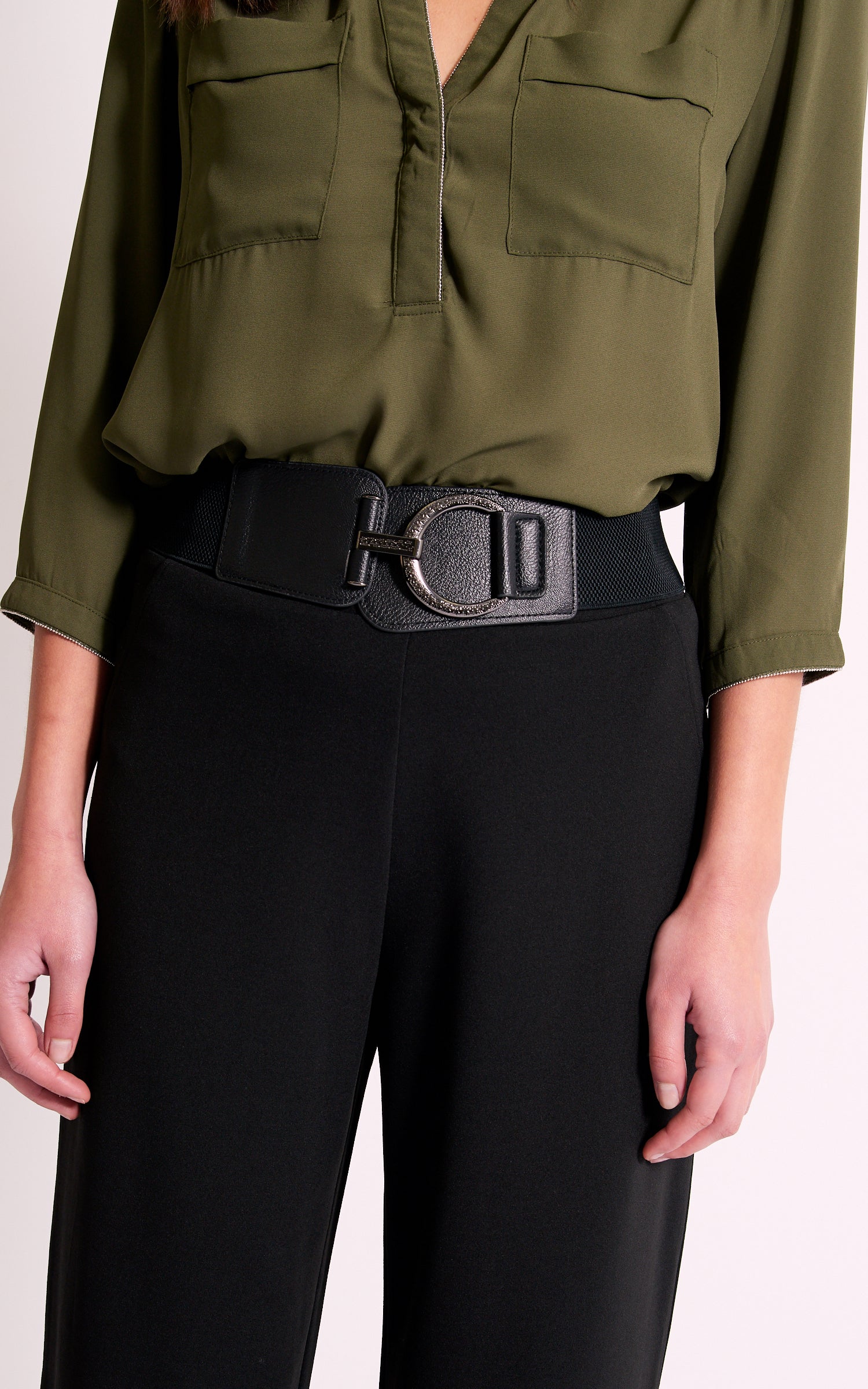 Denton Flag Logo Leather Belt | Black | Tommy Hilfiger