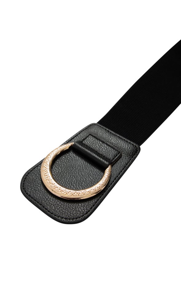 Hook Closure Stretch Belt Gold/black