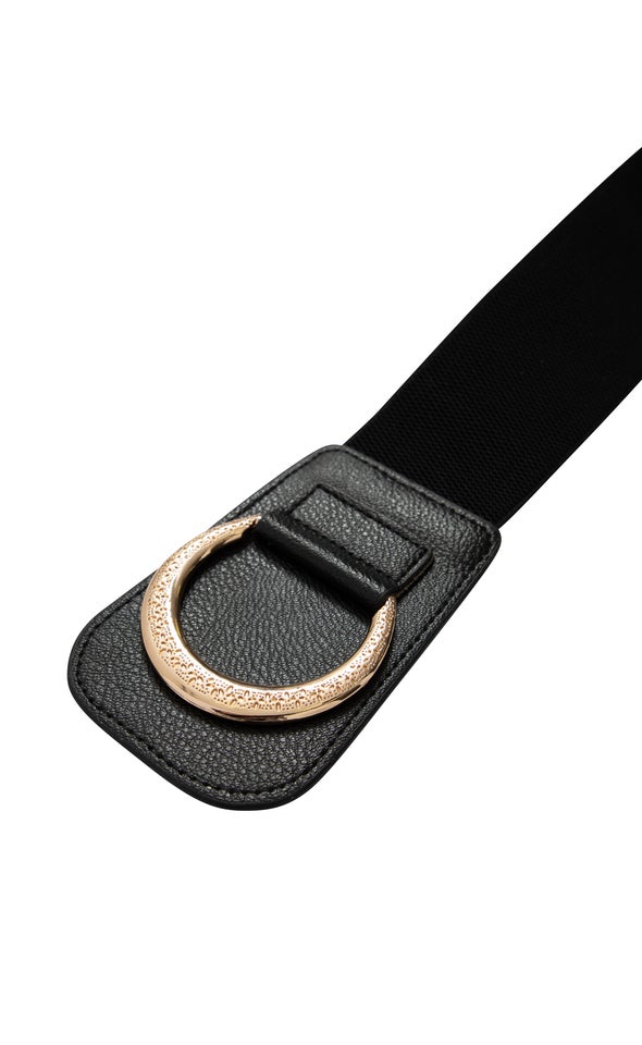 Hook Closure Stretch Belt Gold/black