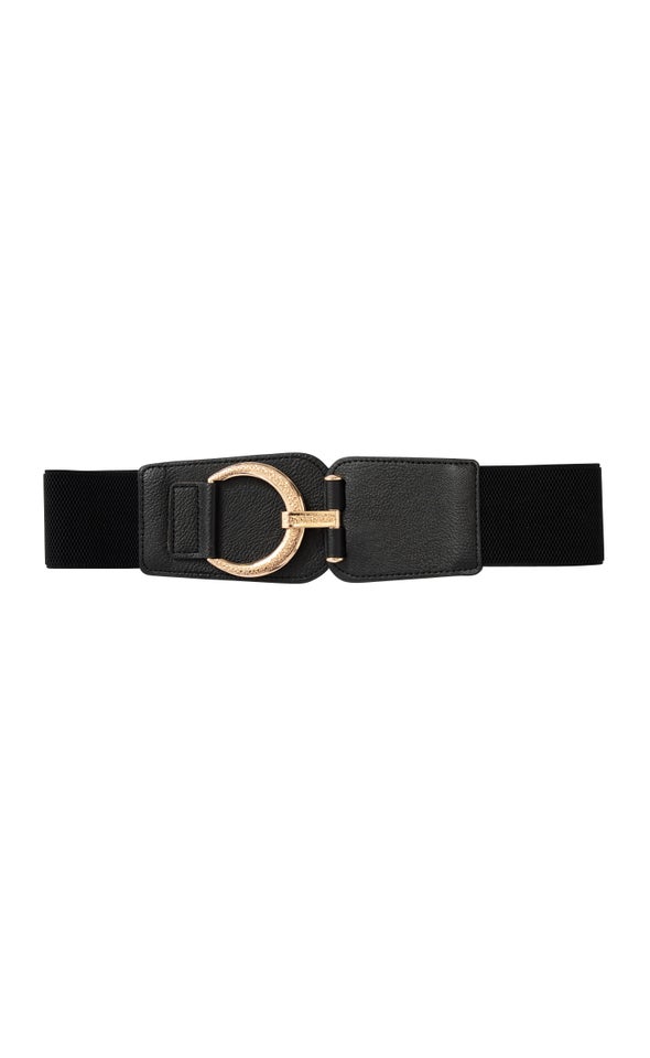 Hook Closure Stretch Belt Gold/black