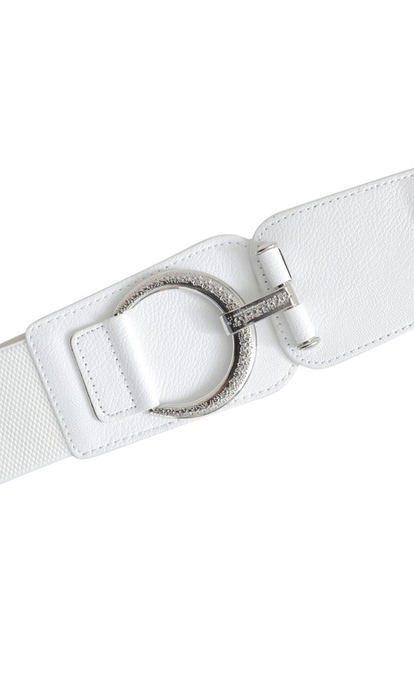 Hook Closure Stretch Belt Silver/white